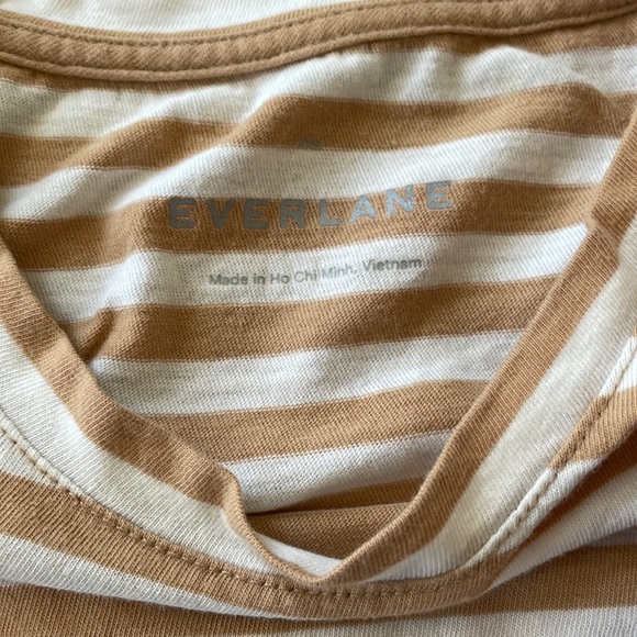 Everlane the Cotton Box-Cut Tee in tan/white stripe | XXS - Picture 3 of 5